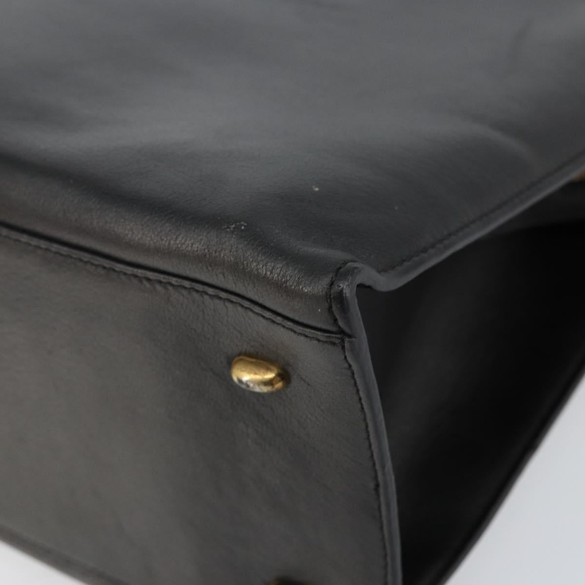 CELINE Macadam Canvas Tote Bag Leather Black Gold Auth 150870