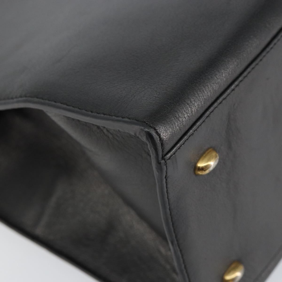 CELINE Macadam Canvas Tote Bag Leather Black Gold Auth 150870