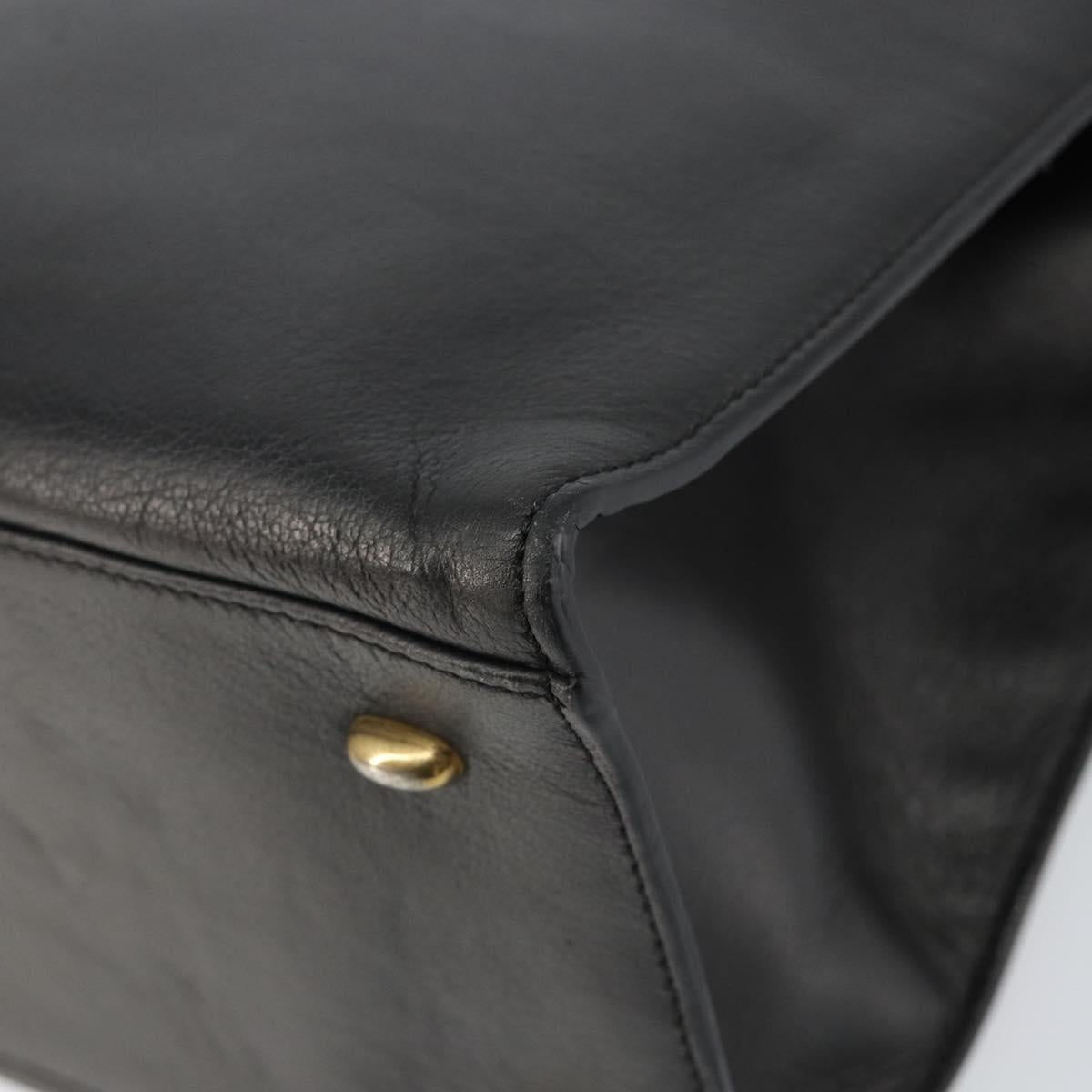 CELINE Macadam Canvas Tote Bag Leather Black Gold Auth 150870