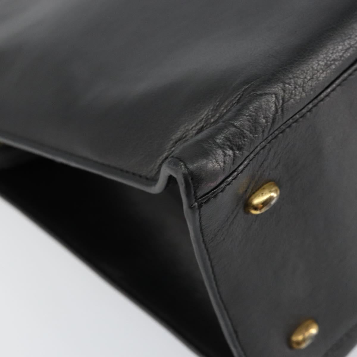 CELINE Macadam Canvas Tote Bag Leather Black Gold Auth 150870