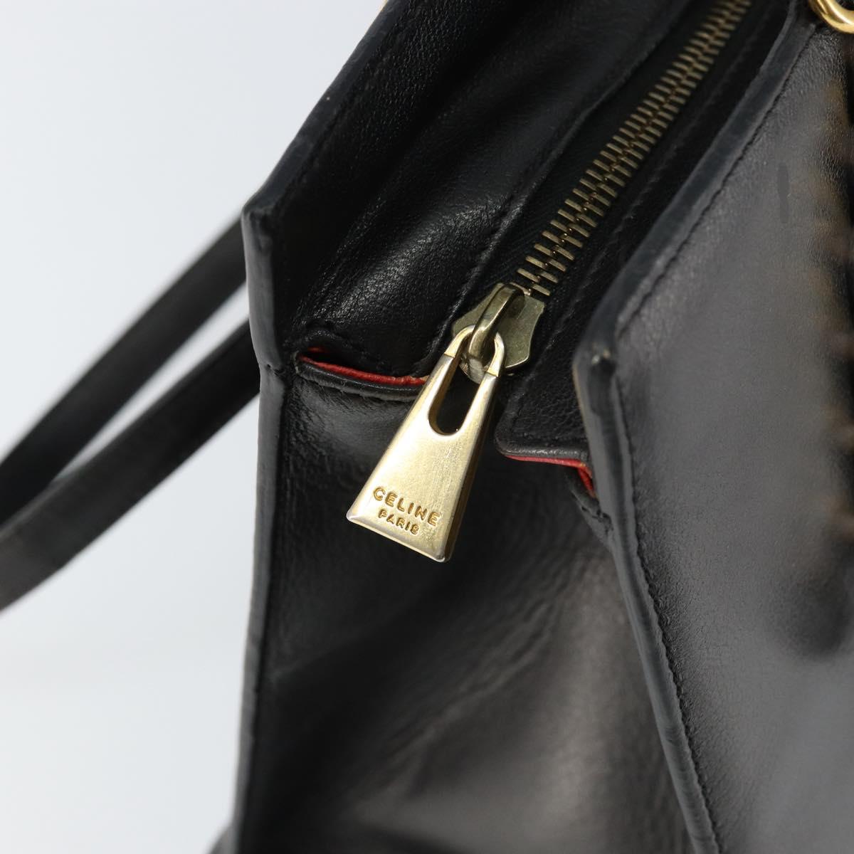 CELINE Macadam Canvas Tote Bag Leather Black Gold Auth 150870