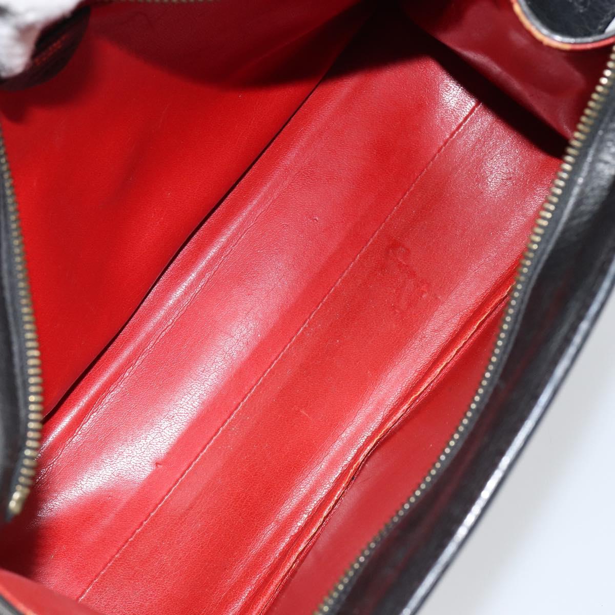 CELINE Macadam Canvas Tote Bag Leather Black Gold Auth 150870