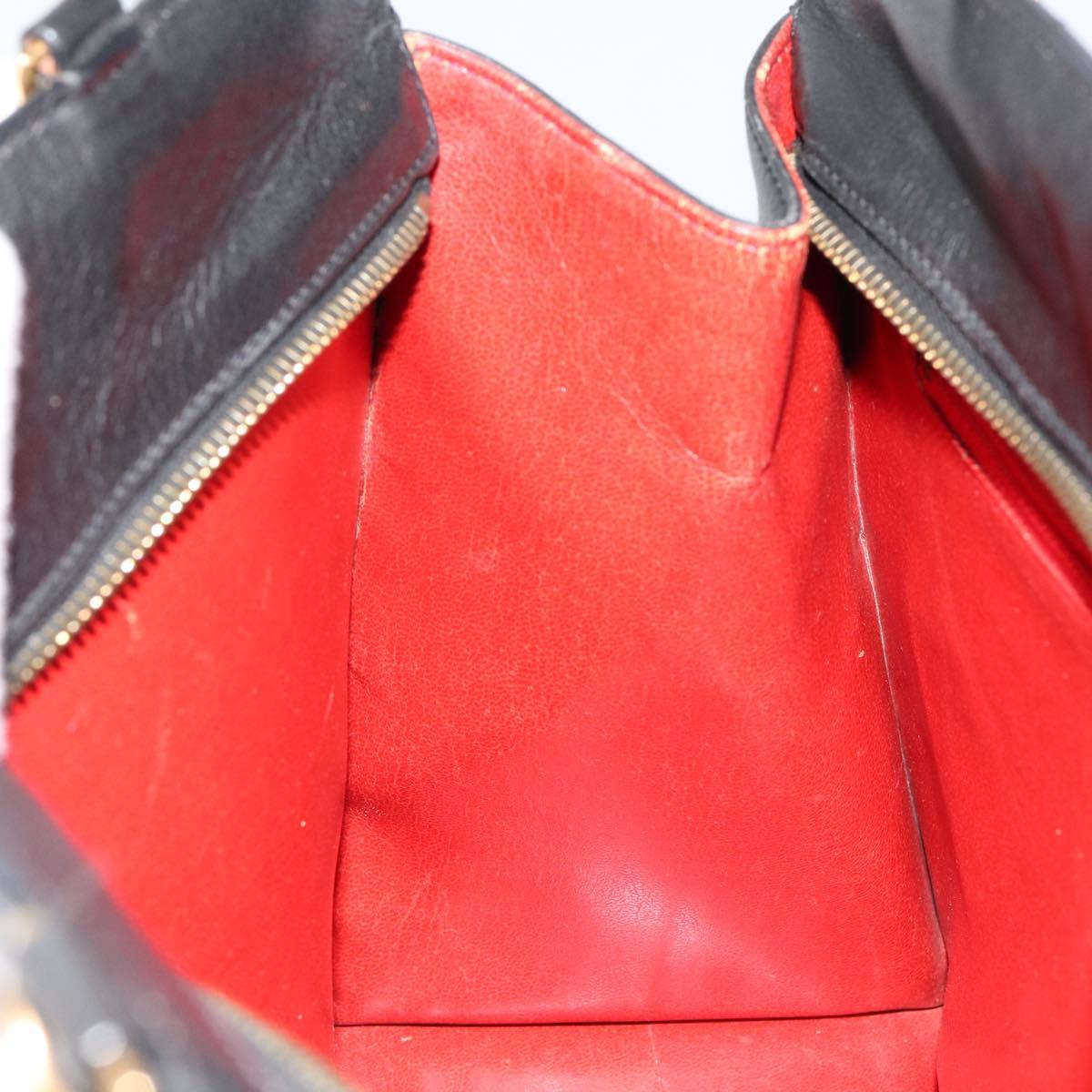 CELINE Macadam Canvas Tote Bag Leather Black Gold Auth 150870