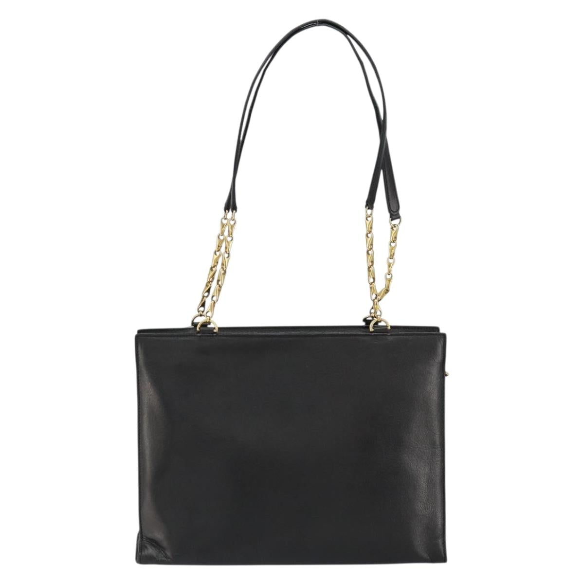 CELINE Macadam Canvas Tote Bag Leather Black Gold Auth 150870