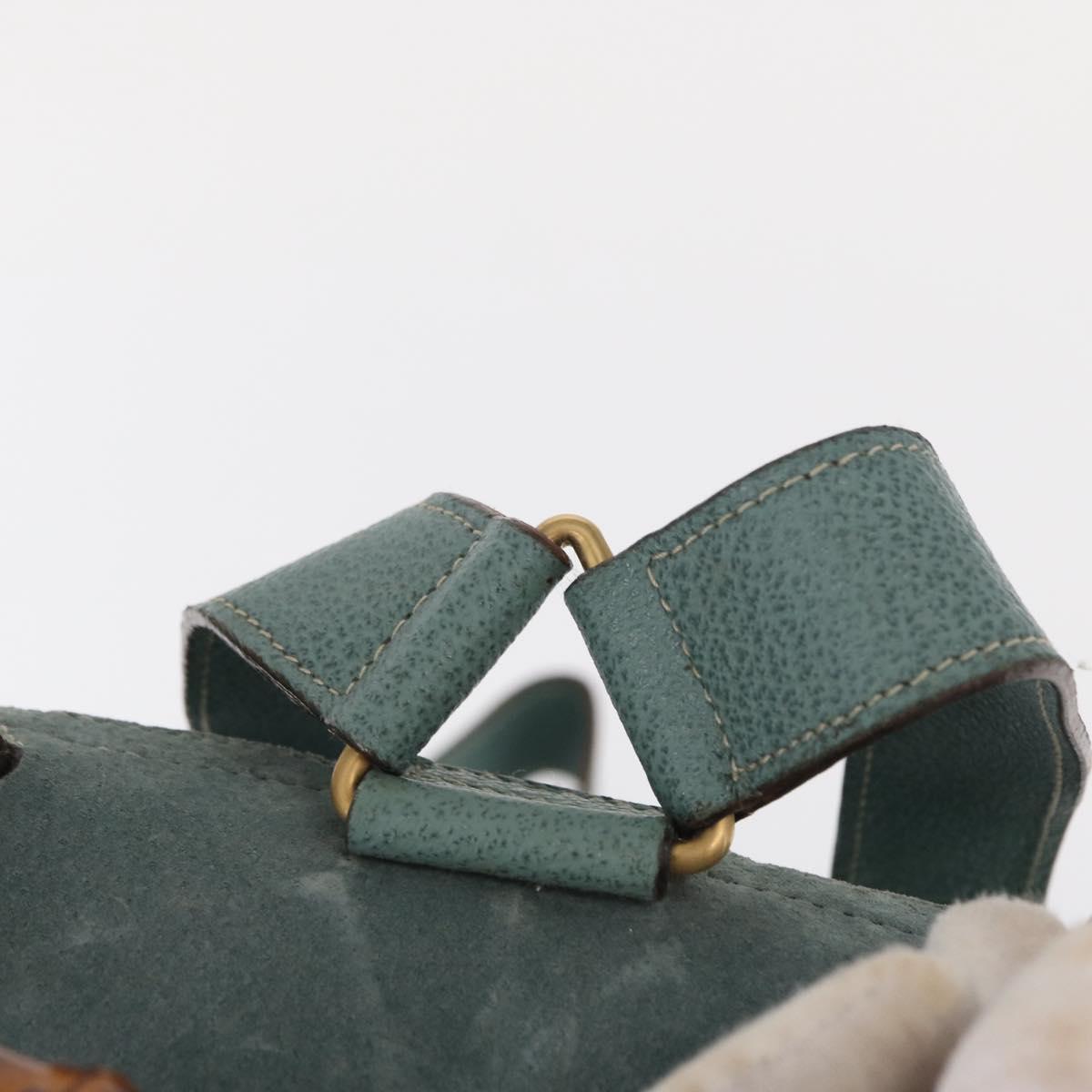 GUCCI Bamboo Backpack Suede Turquoise Blue Gold 003 2058 0016 Auth 150871