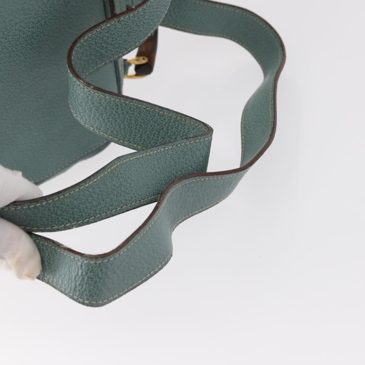 GUCCI Bamboo Backpack Suede Turquoise Blue Gold 003 2058 0016 Auth 150871