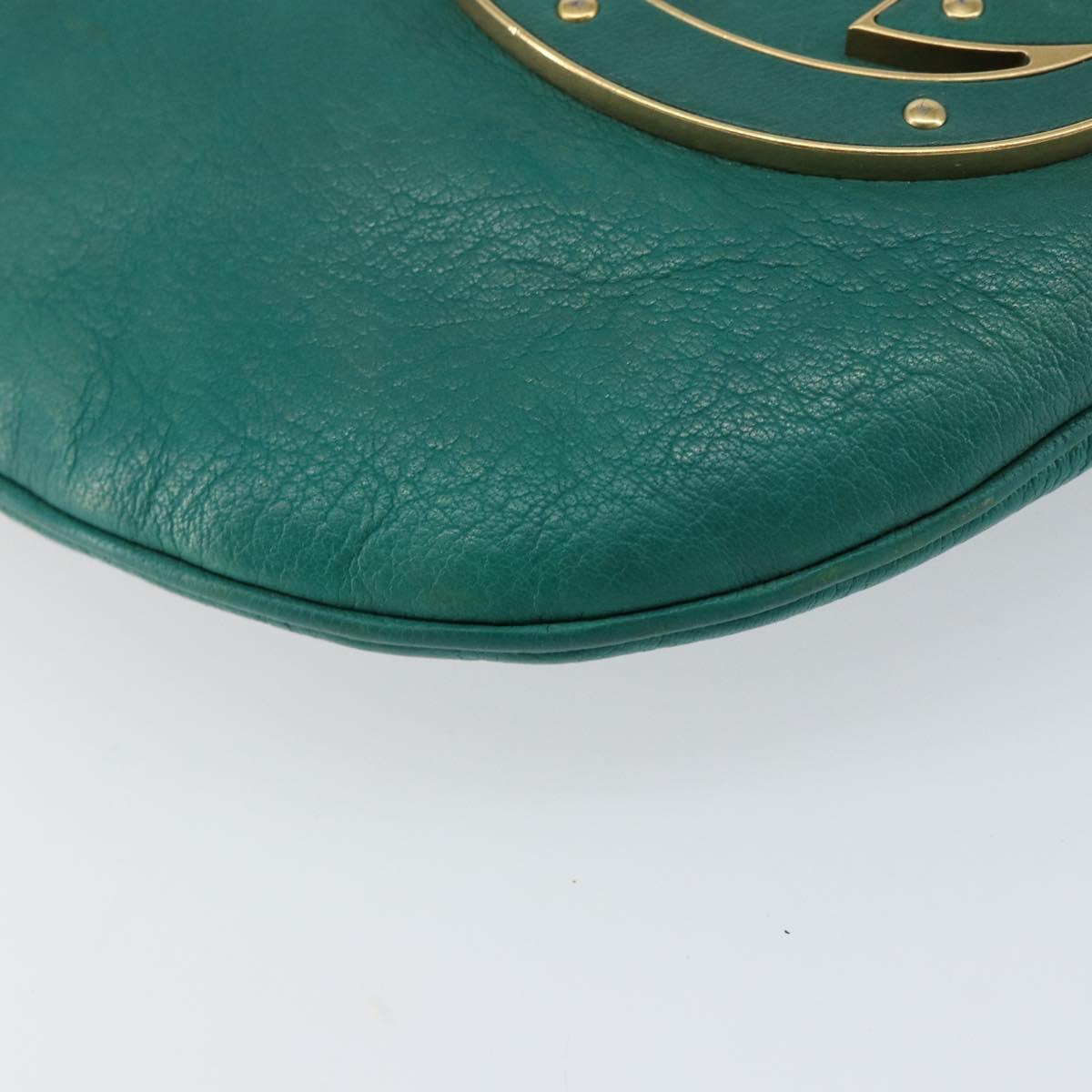 GUCCI Interlocking Shoulder Bag Leather Green Gold 121552 Auth 150873