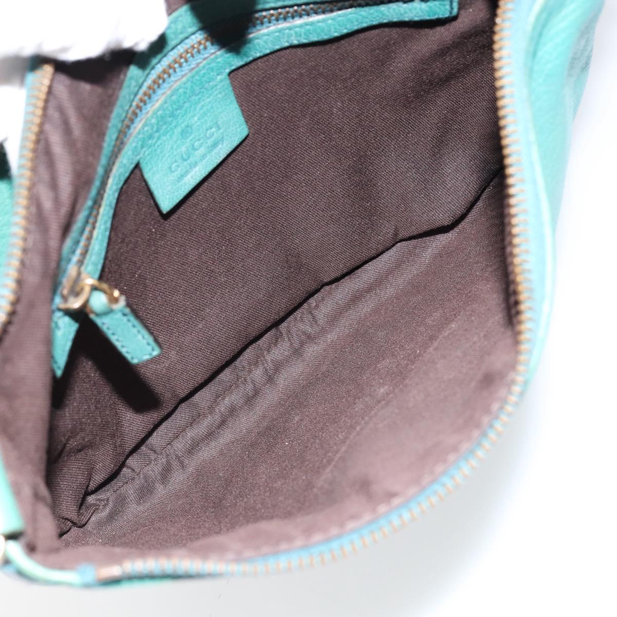 GUCCI Interlocking Shoulder Bag Leather Green Gold 121552 Auth 150873