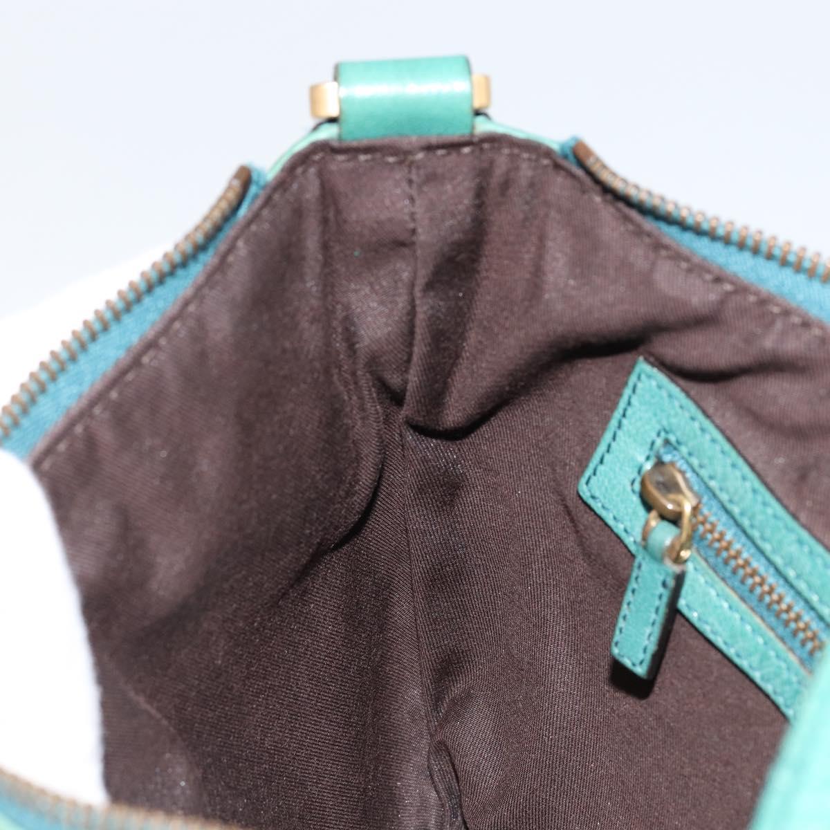 GUCCI Interlocking Shoulder Bag Leather Green Gold 121552 Auth 150873