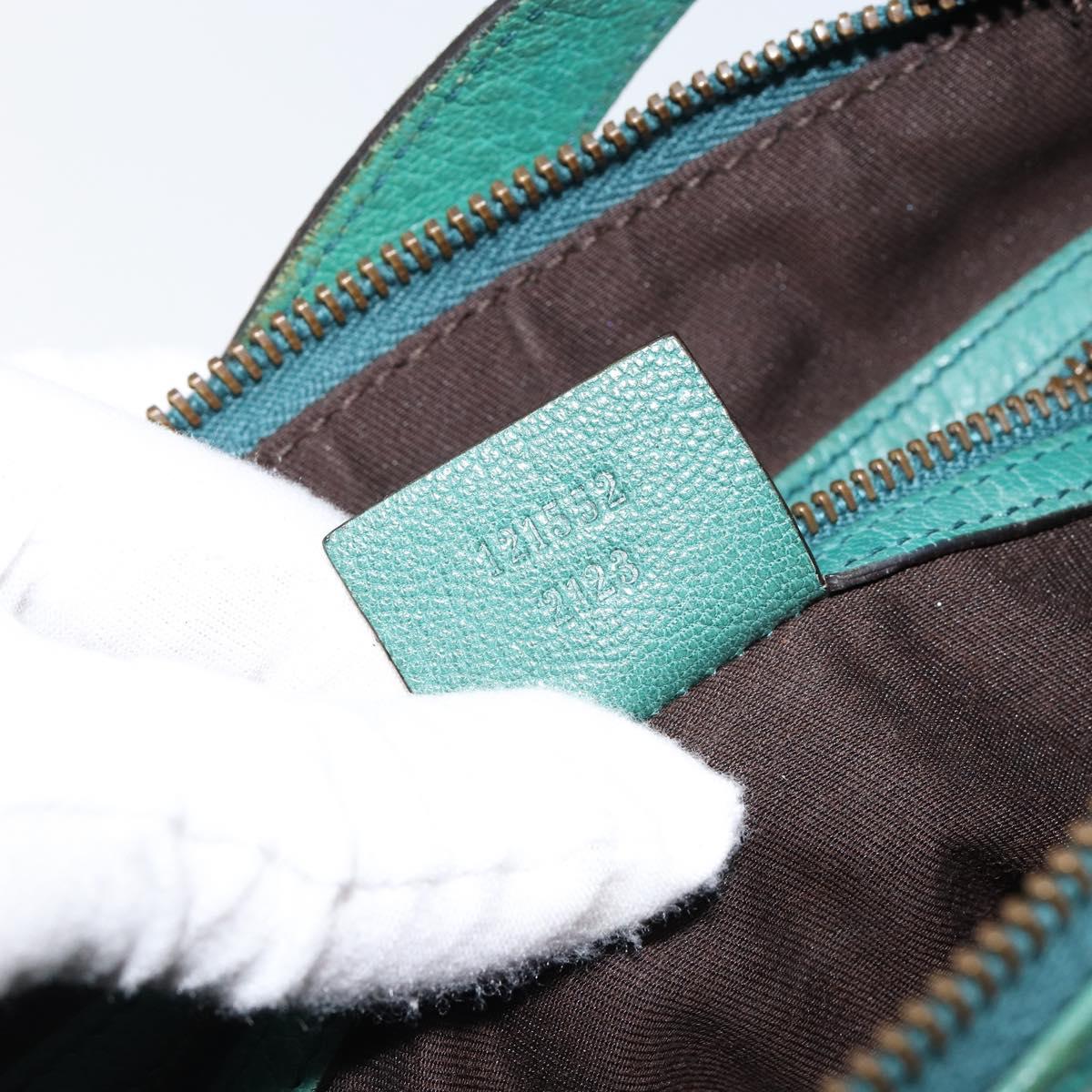 GUCCI Interlocking Shoulder Bag Leather Green Gold 121552 Auth 150873