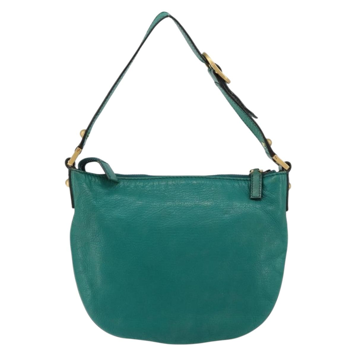 GUCCI Interlocking Shoulder Bag Leather Green Gold 121552 Auth 150873