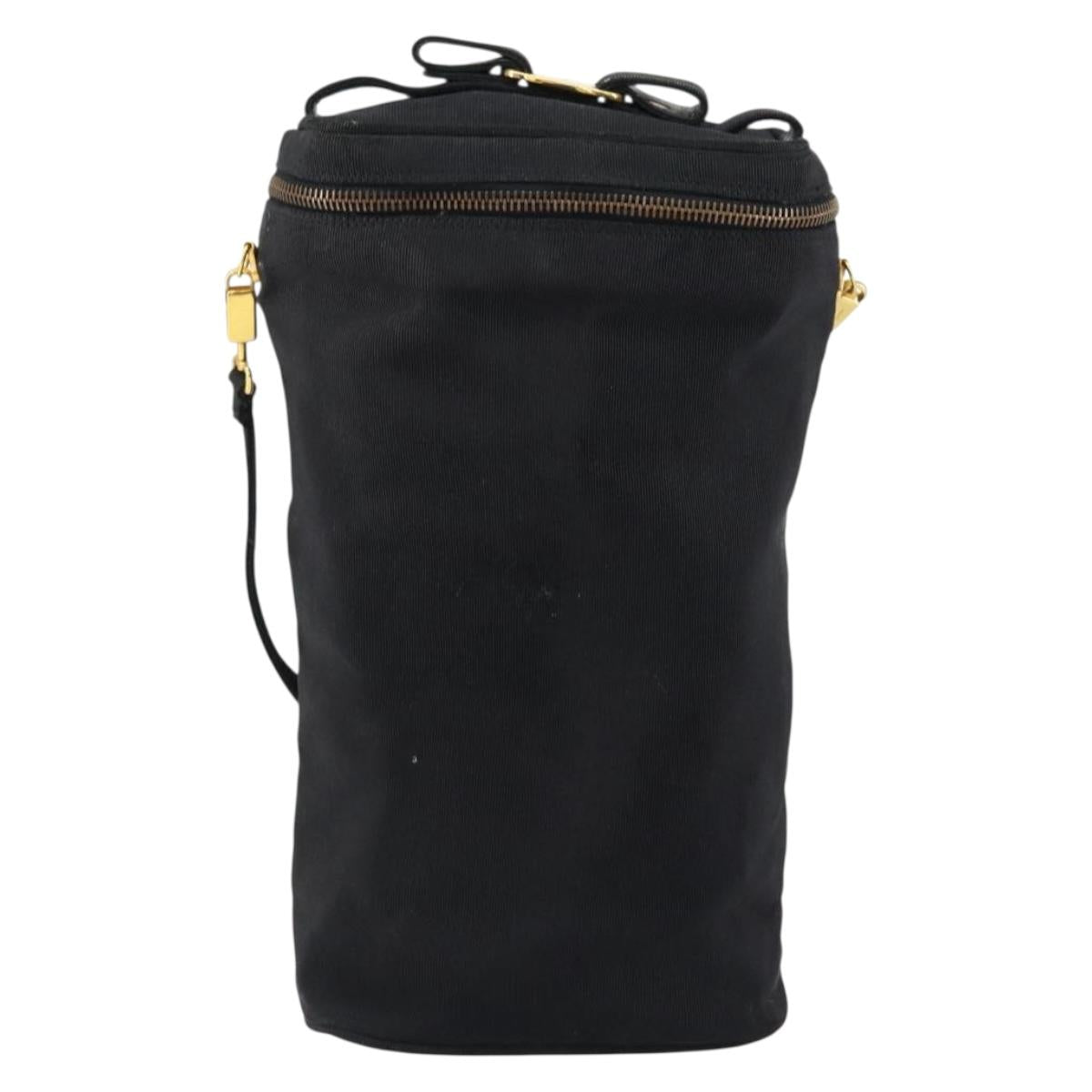 Salvatore Ferragamo Vala Shoulder Bag Nylon Black Gold Auth 150876