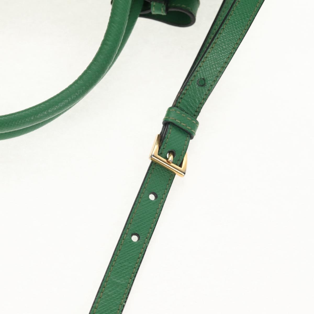 PRADA Hand Bag Safiano leather 2way Green Gold Auth 150877V