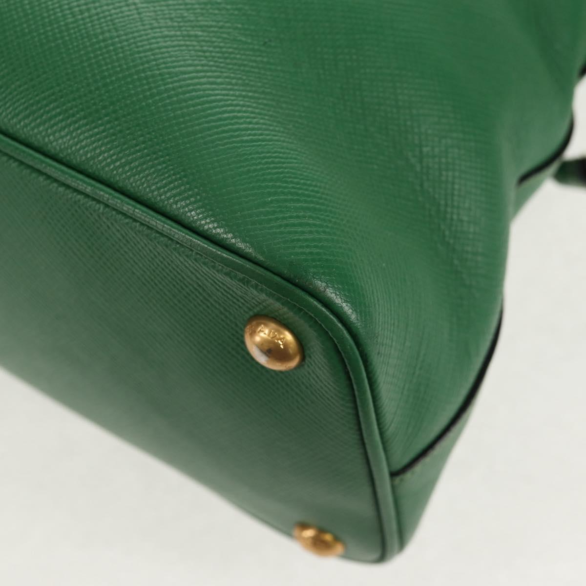 PRADA Hand Bag Safiano leather 2way Green Gold Auth 150877V