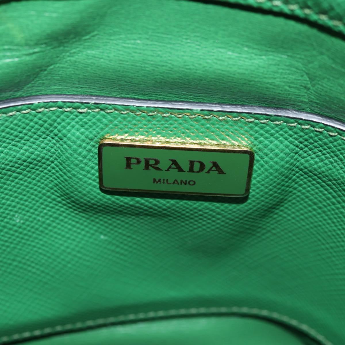 PRADA Hand Bag Safiano leather 2way Green Gold Auth 150877V