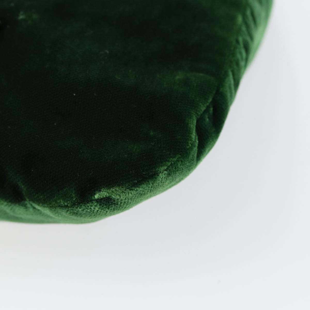 PRADA Beads Pouch Velor Green Silver Auth 150879