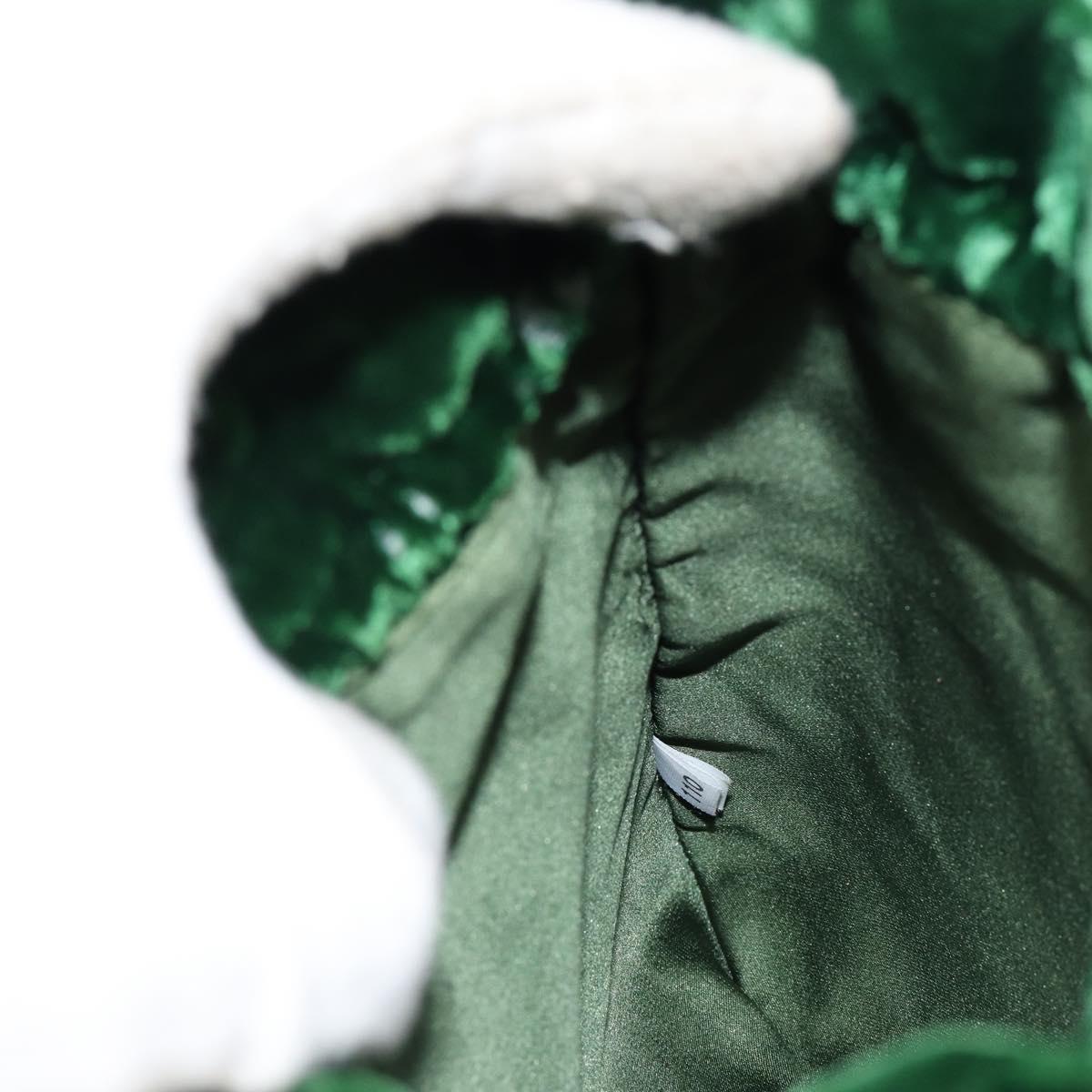 PRADA Beads Pouch Velor Green Silver Auth 150879