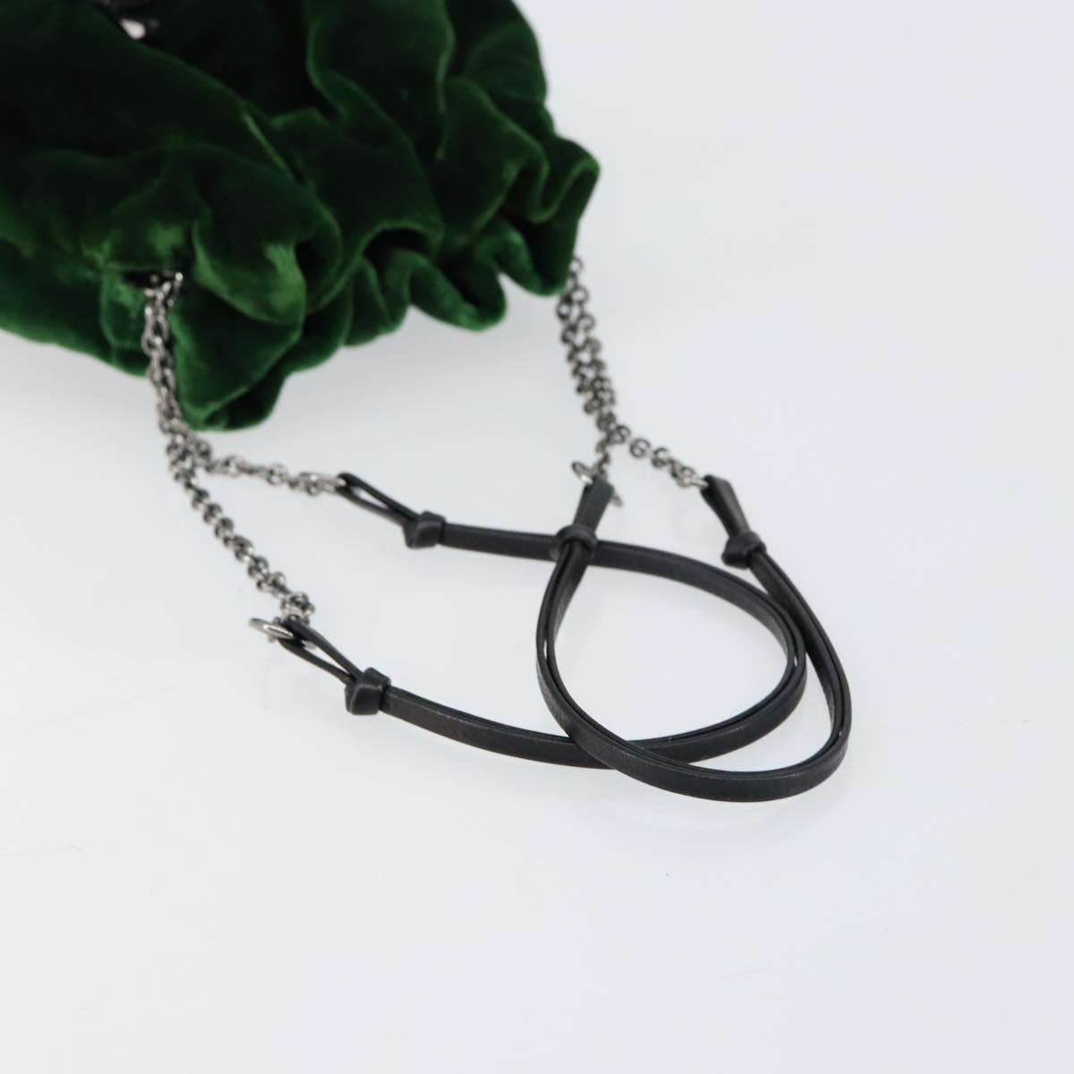 PRADA Beads Pouch Velor Green Silver Auth 150879