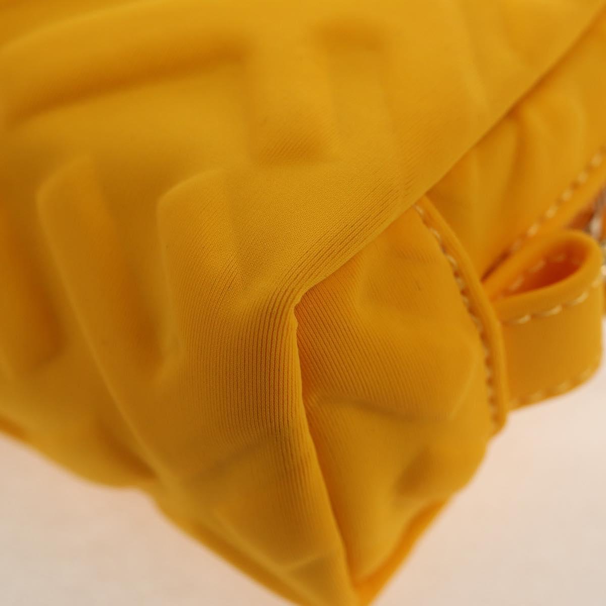 FENDI Zucca Canvas FF Emboss Pouch Nylon Yellow Gold Auth 150880M