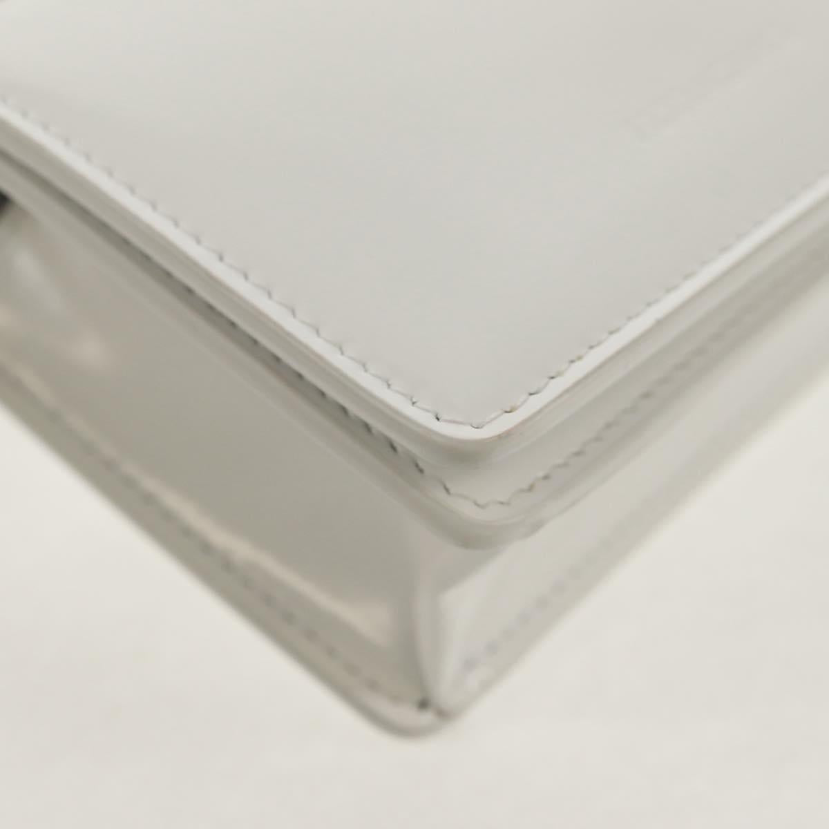 Salvatore Ferragamo Pouch Leather White Silver Auth 150881AV