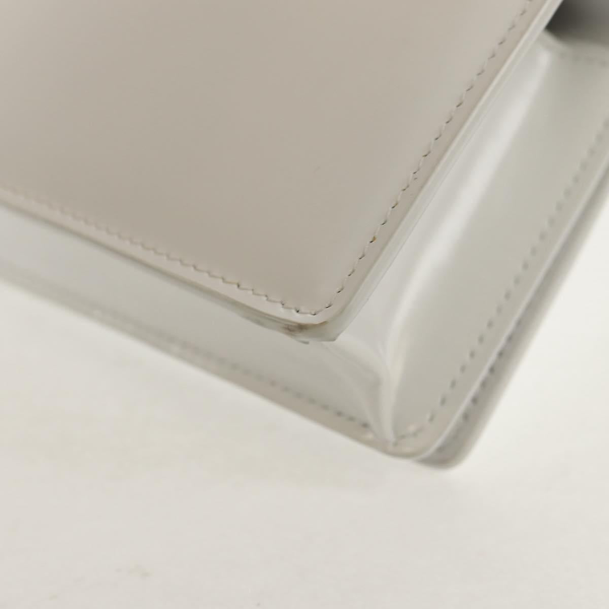 Salvatore Ferragamo Pouch Leather White Silver Auth 150881AV