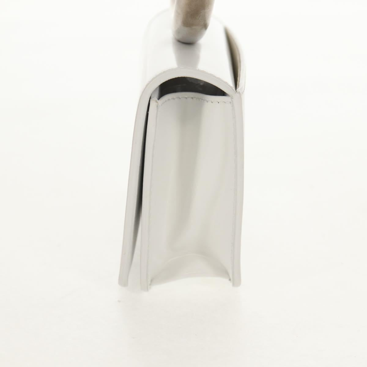 Salvatore Ferragamo Pouch Leather White Silver Auth 150881AV