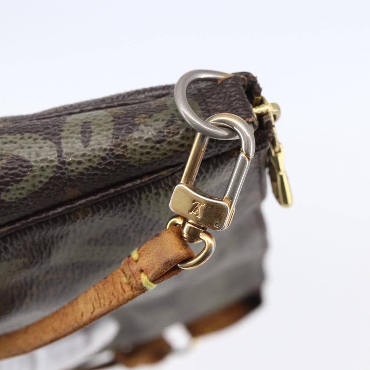 LOUIS VUITTON Graffiti Pochette Accessoires Pouch Khaki M92191 LV Auth 150893