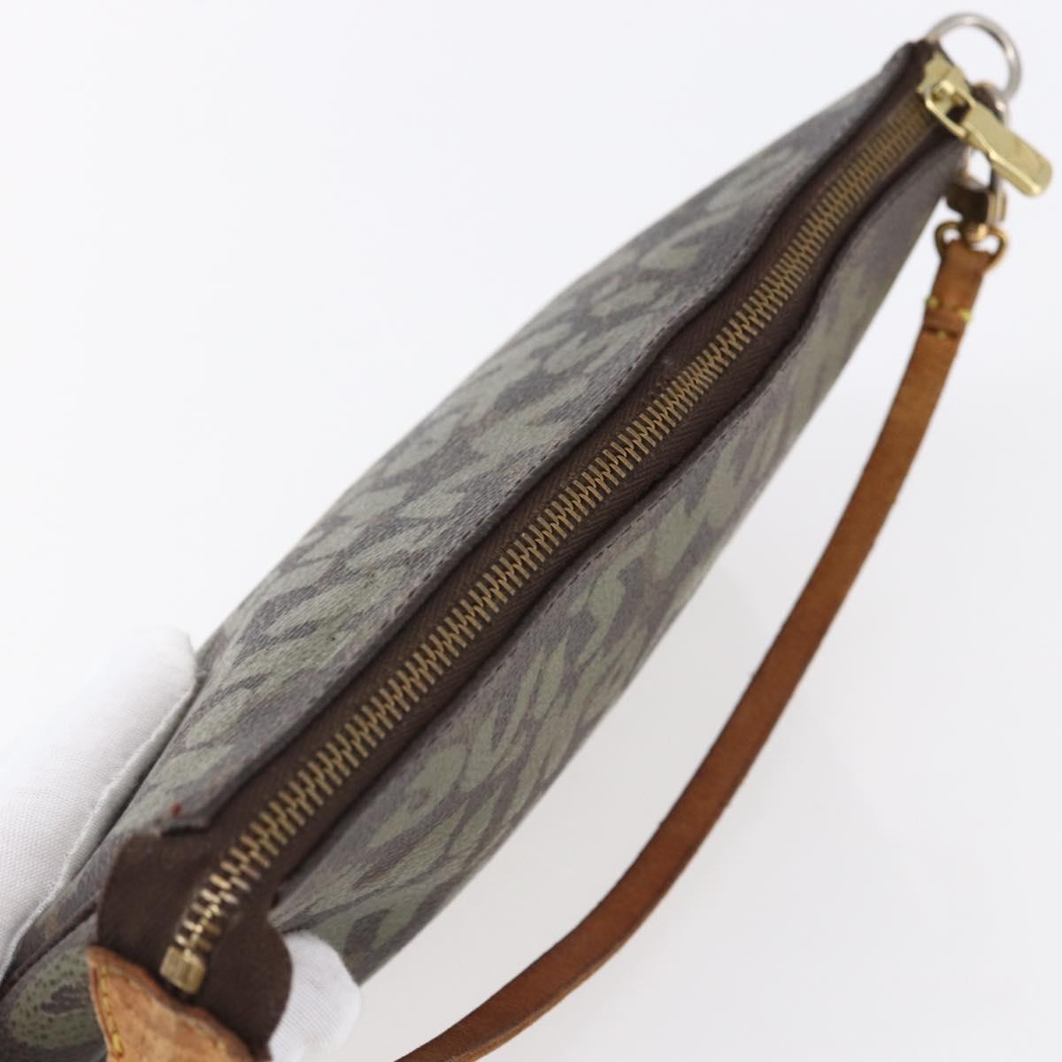 LOUIS VUITTON Graffiti Pochette Accessoires Pouch Khaki M92191 LV Auth 150893