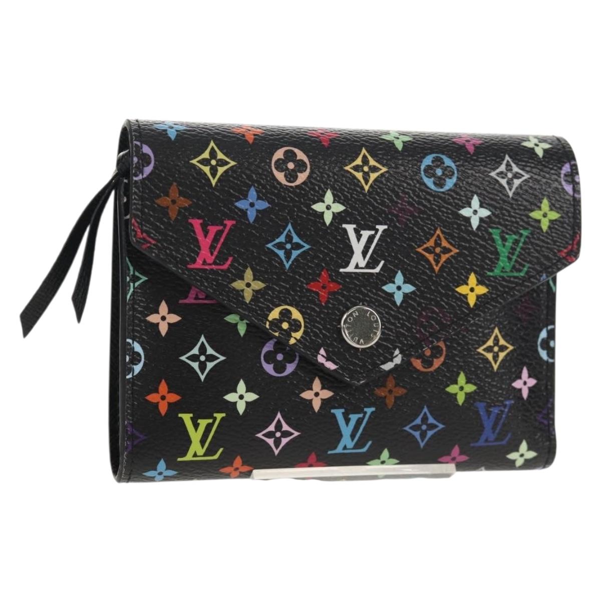LOUIS VUITTON Multicolor Portefeuille Victorine Wallet Black M14163 Auth 150899M