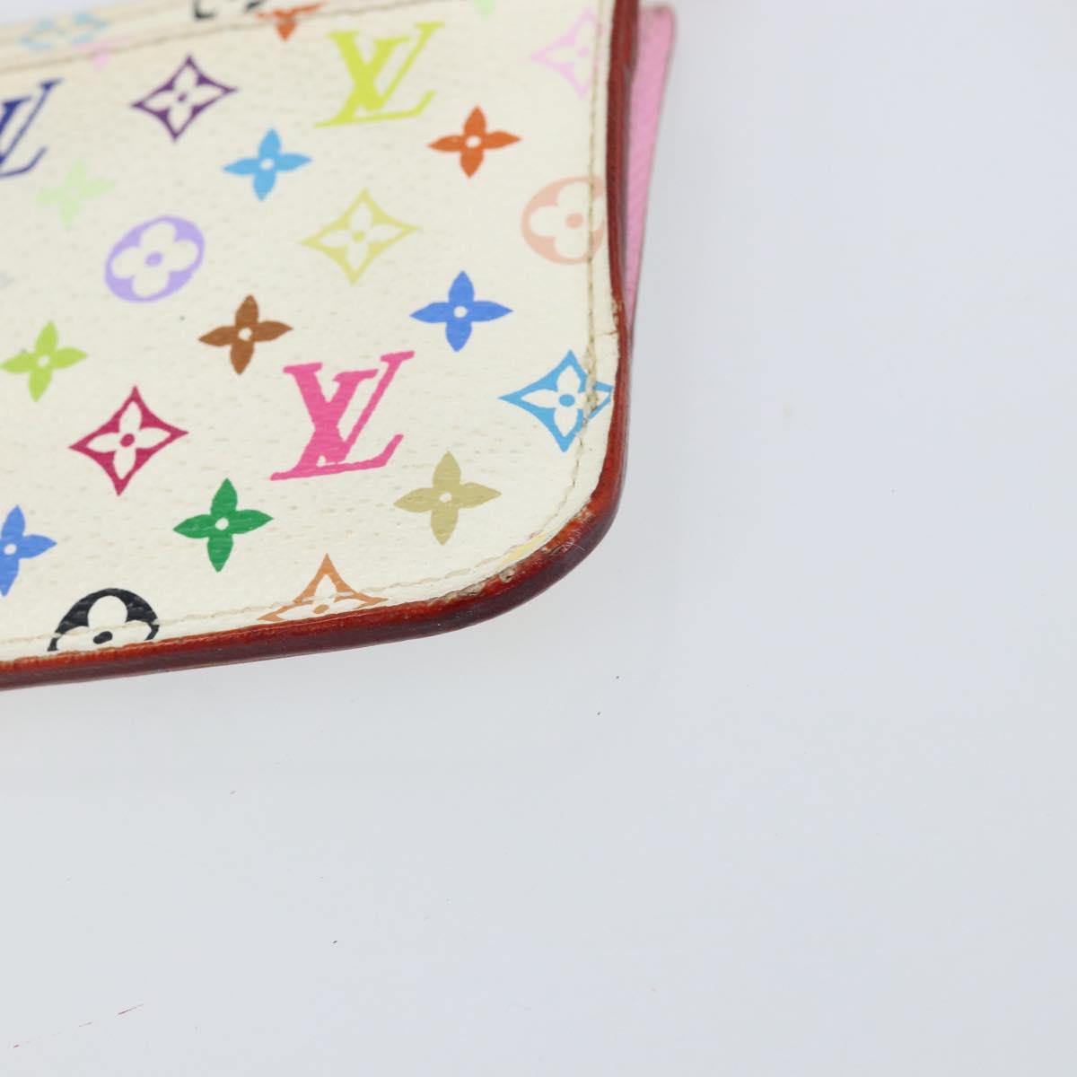 LOUIS VUITTON Monogram Multicolor Pochette ClesNM Purse White M93734 Auth 150900
