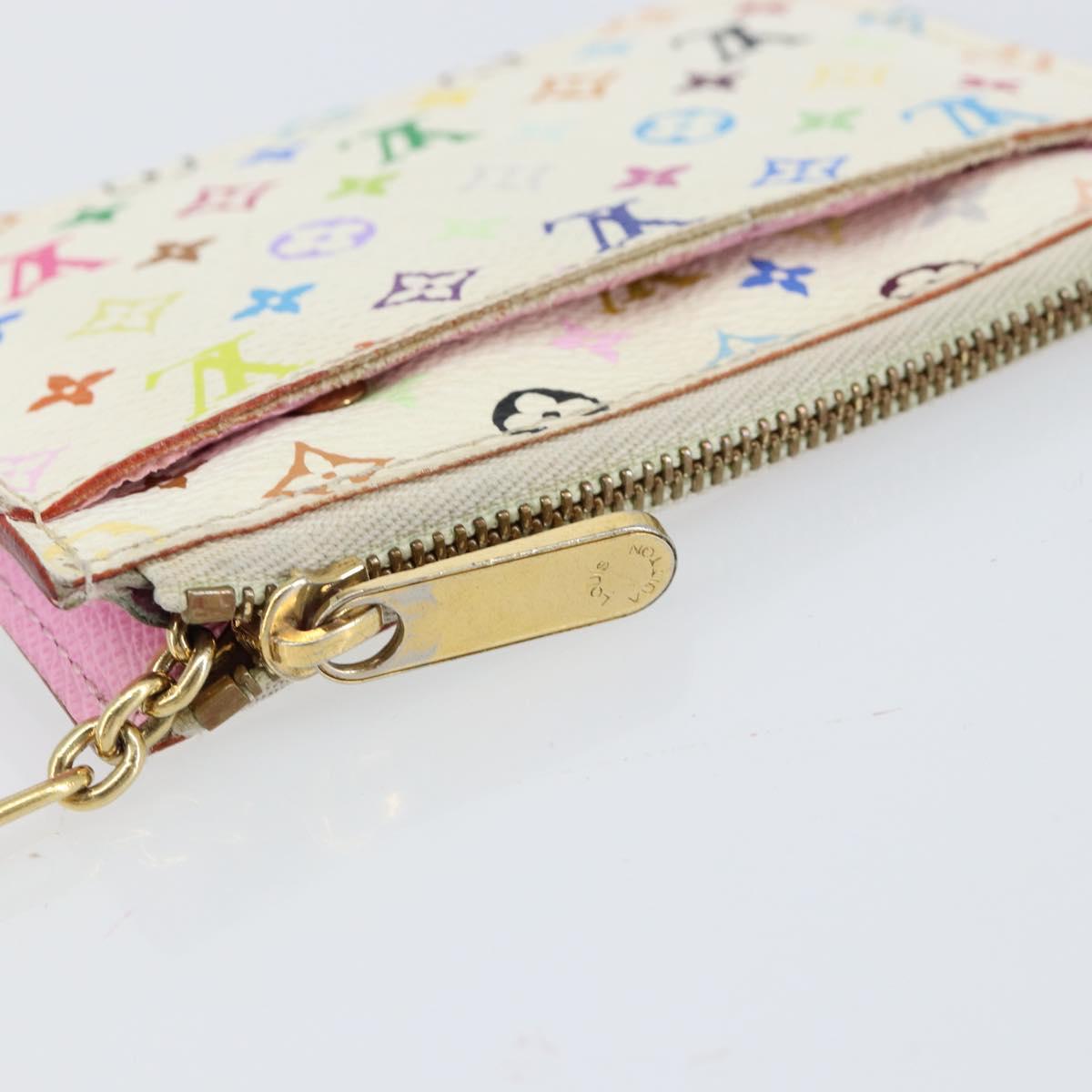 LOUIS VUITTON Monogram Multicolor Pochette ClesNM Purse White M93734 Auth 150900