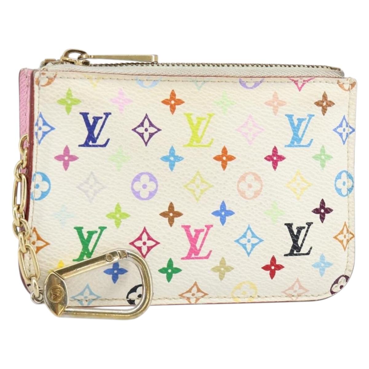 LOUIS VUITTON Monogram Multicolor Pochette ClesNM Purse White M93734 Auth 150900