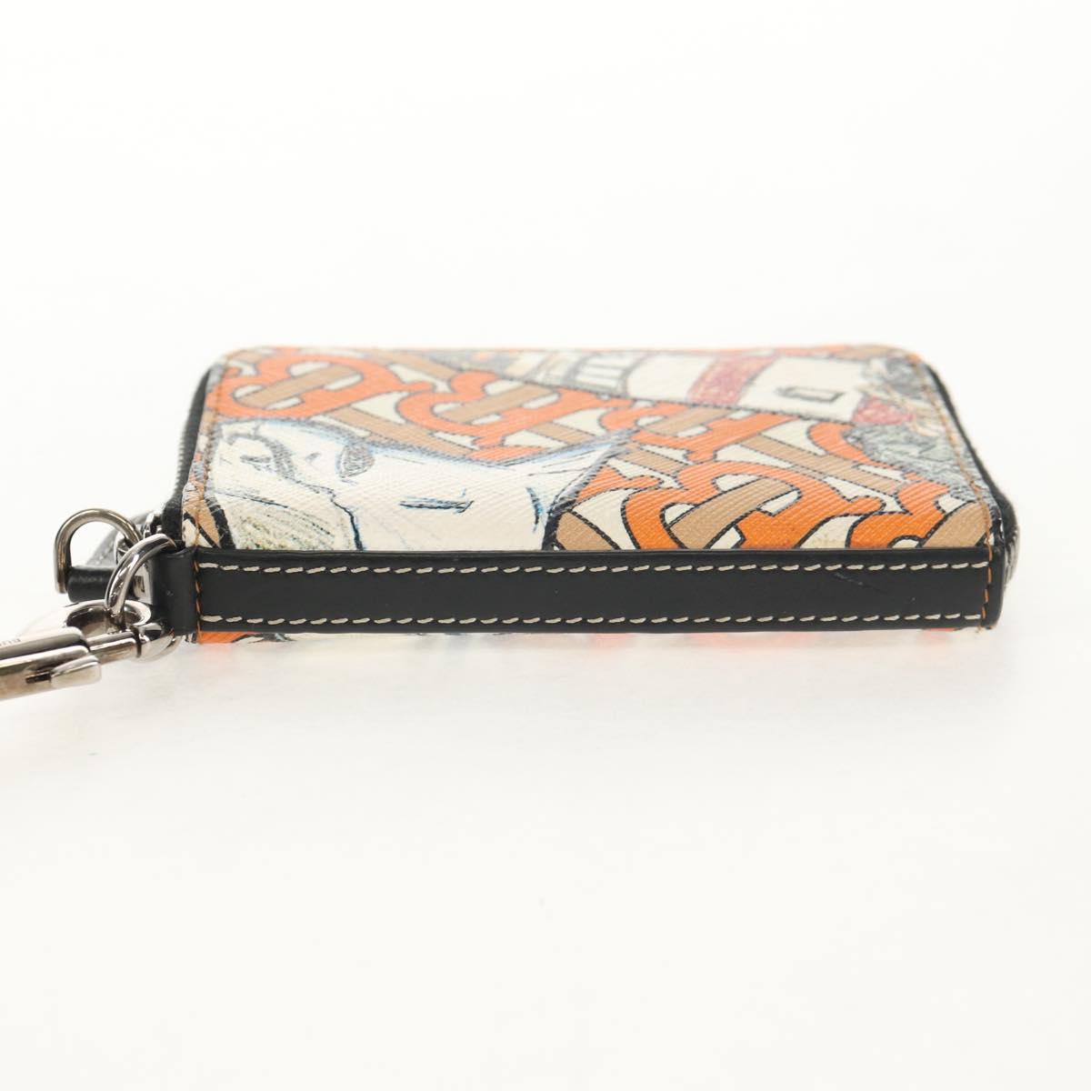 BURBERRY Coin Purse Neck Pouch PVC Beige Silver Auth 150901M