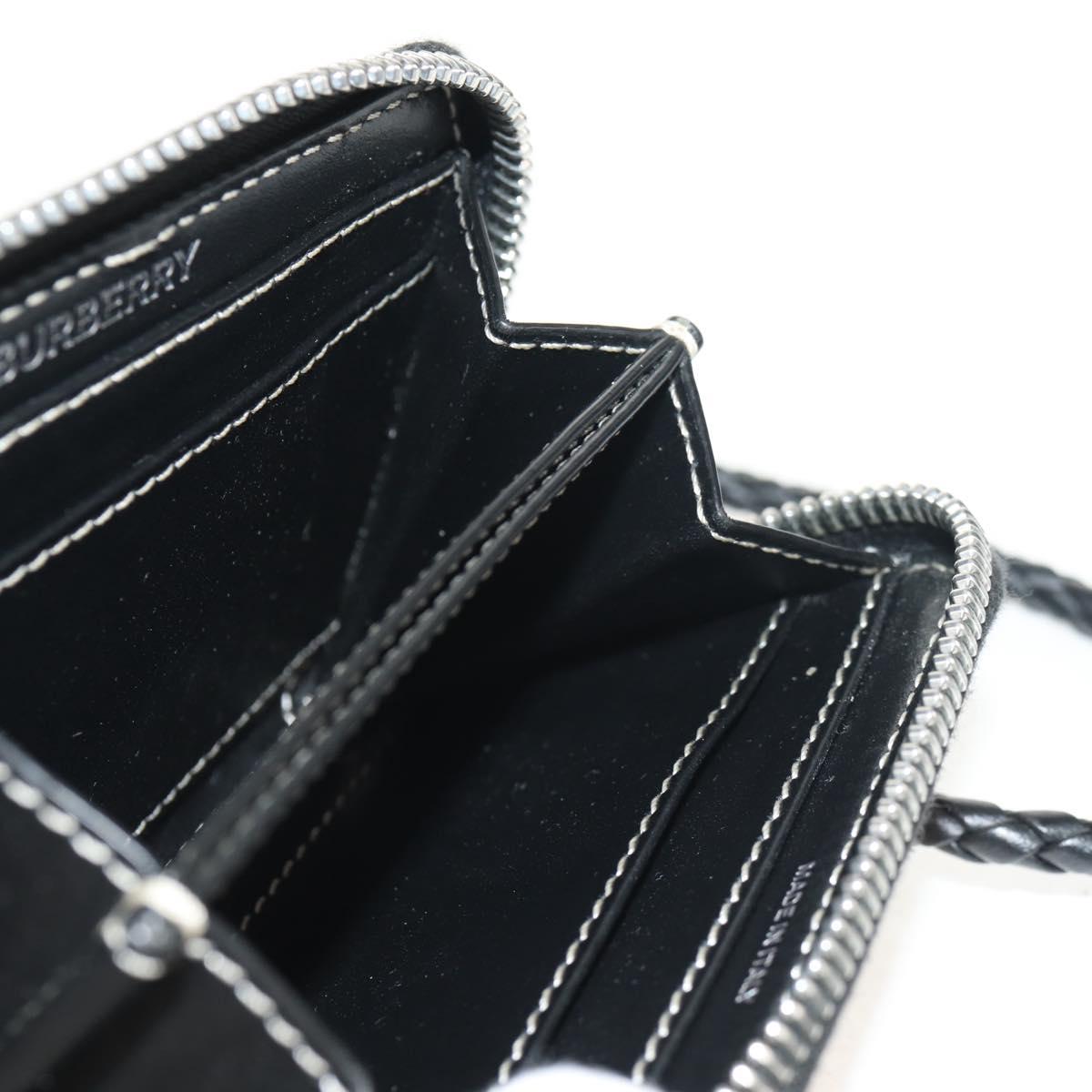 BURBERRY Coin Purse Neck Pouch PVC Beige Silver Auth 150901M