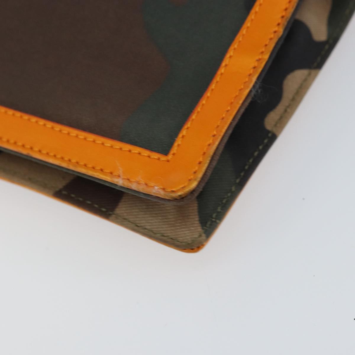 Christian Dior DIORELLA Shoulder Bag Canvas Orange Gold Auth 150905V