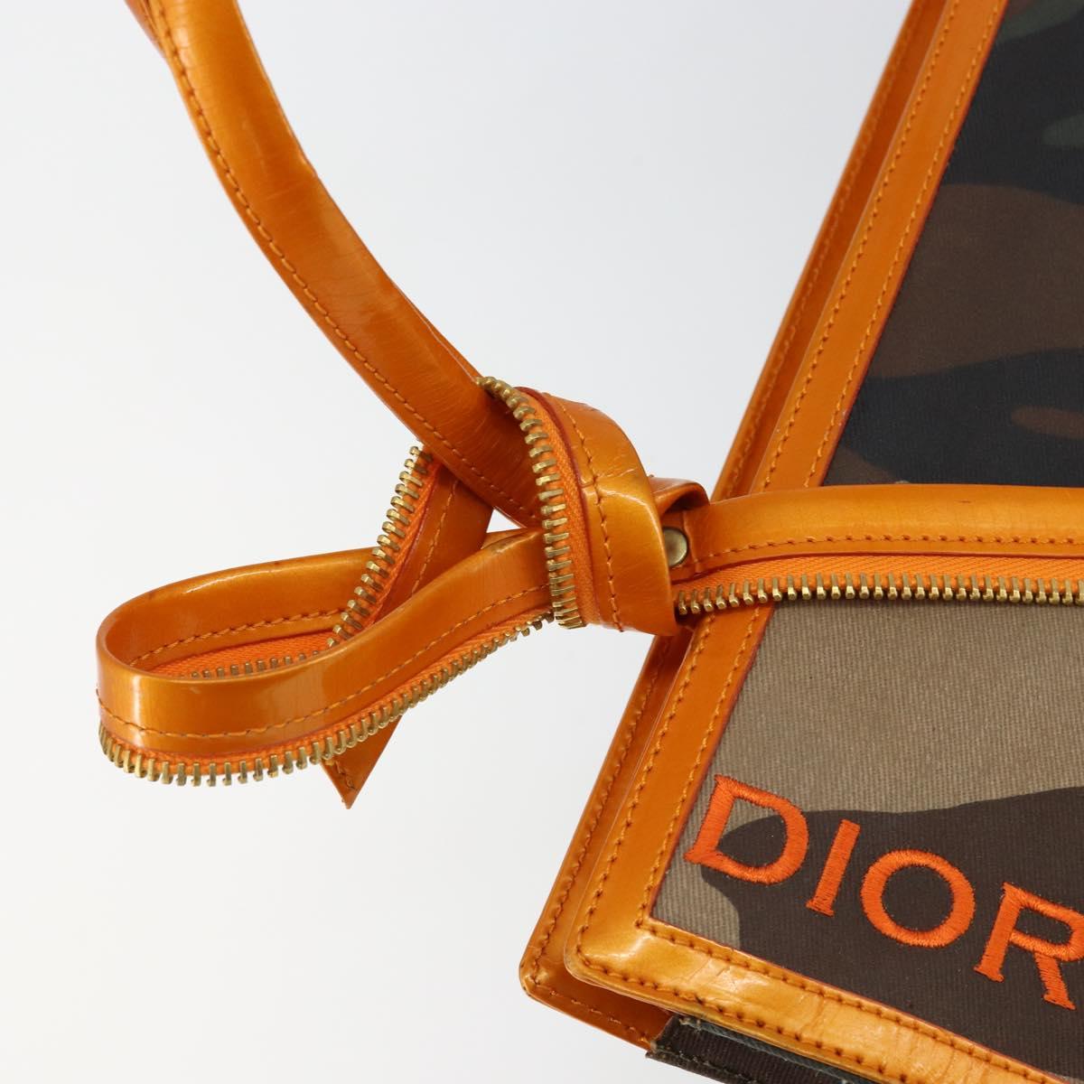 Christian Dior DIORELLA Shoulder Bag Canvas Orange Gold Auth 150905V