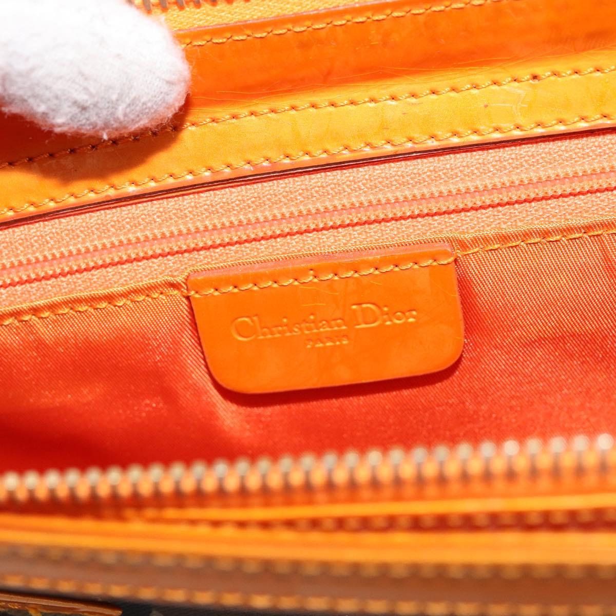 Christian Dior DIORELLA Shoulder Bag Canvas Orange Gold Auth 150905V