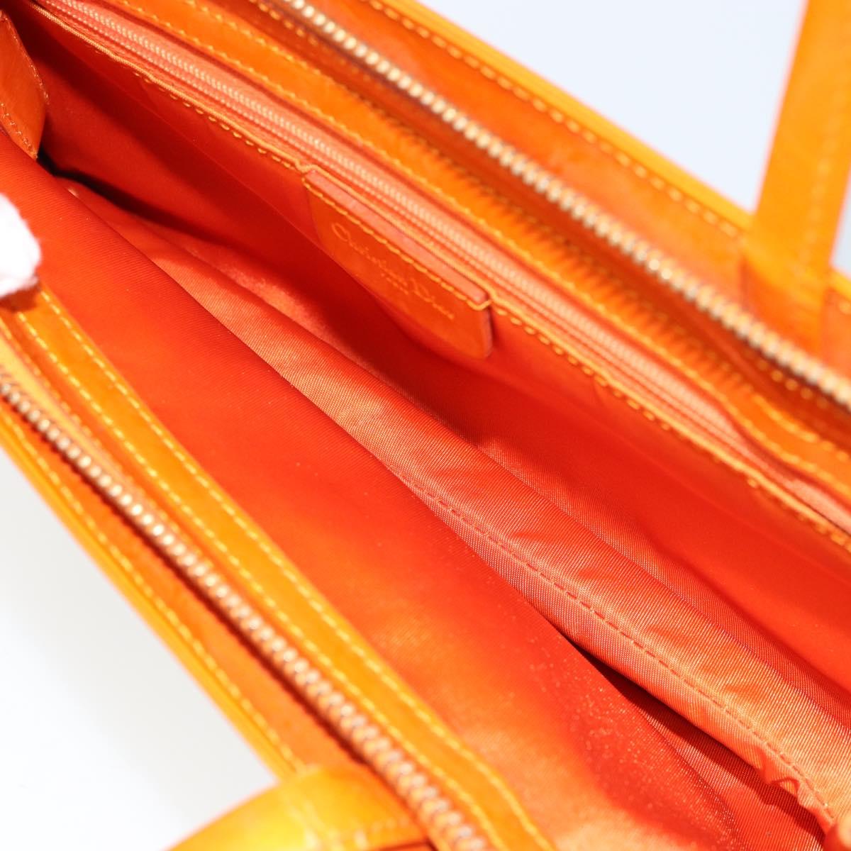 Christian Dior DIORELLA Shoulder Bag Canvas Orange Gold Auth 150905V