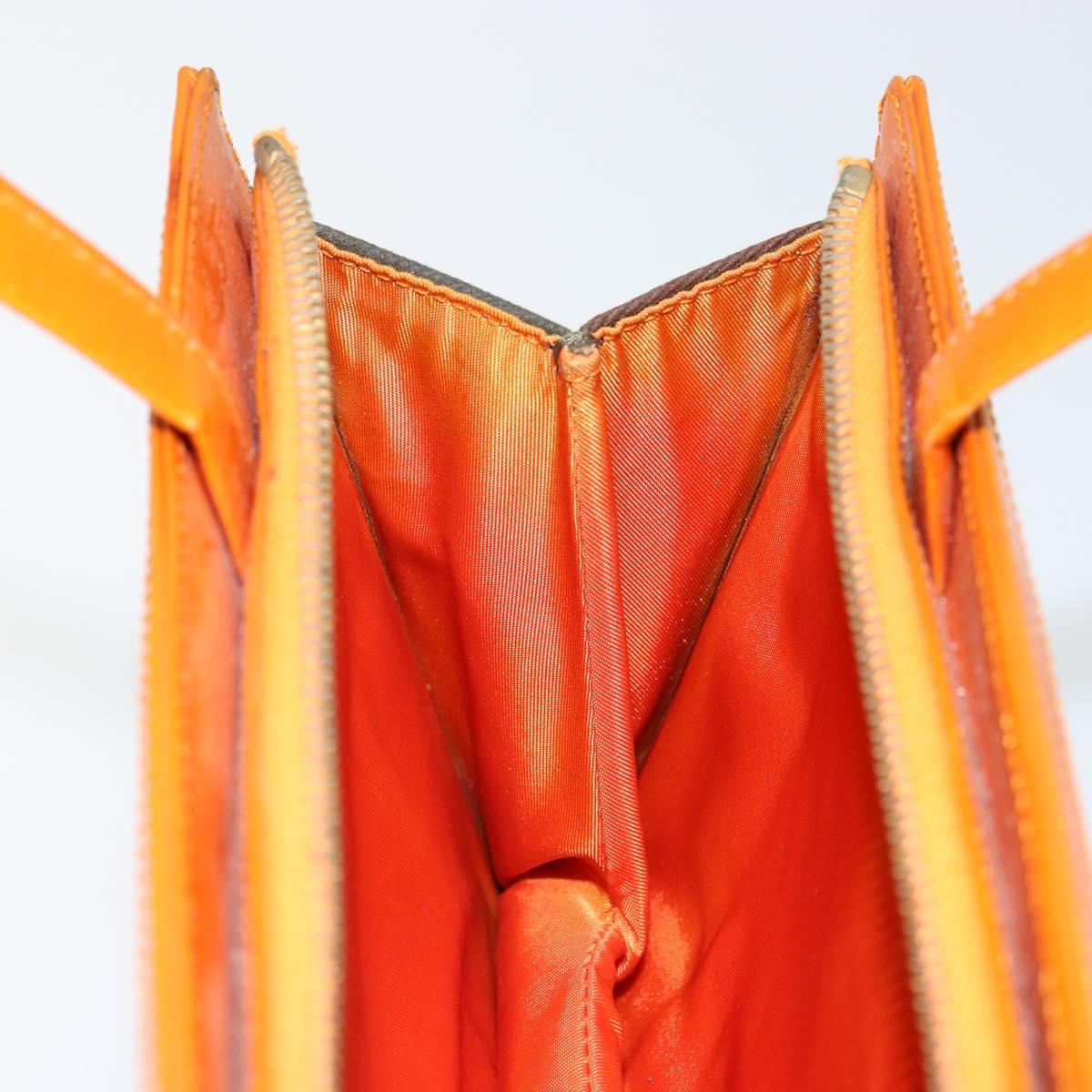 Christian Dior DIORELLA Shoulder Bag Canvas Orange Gold Auth 150905V