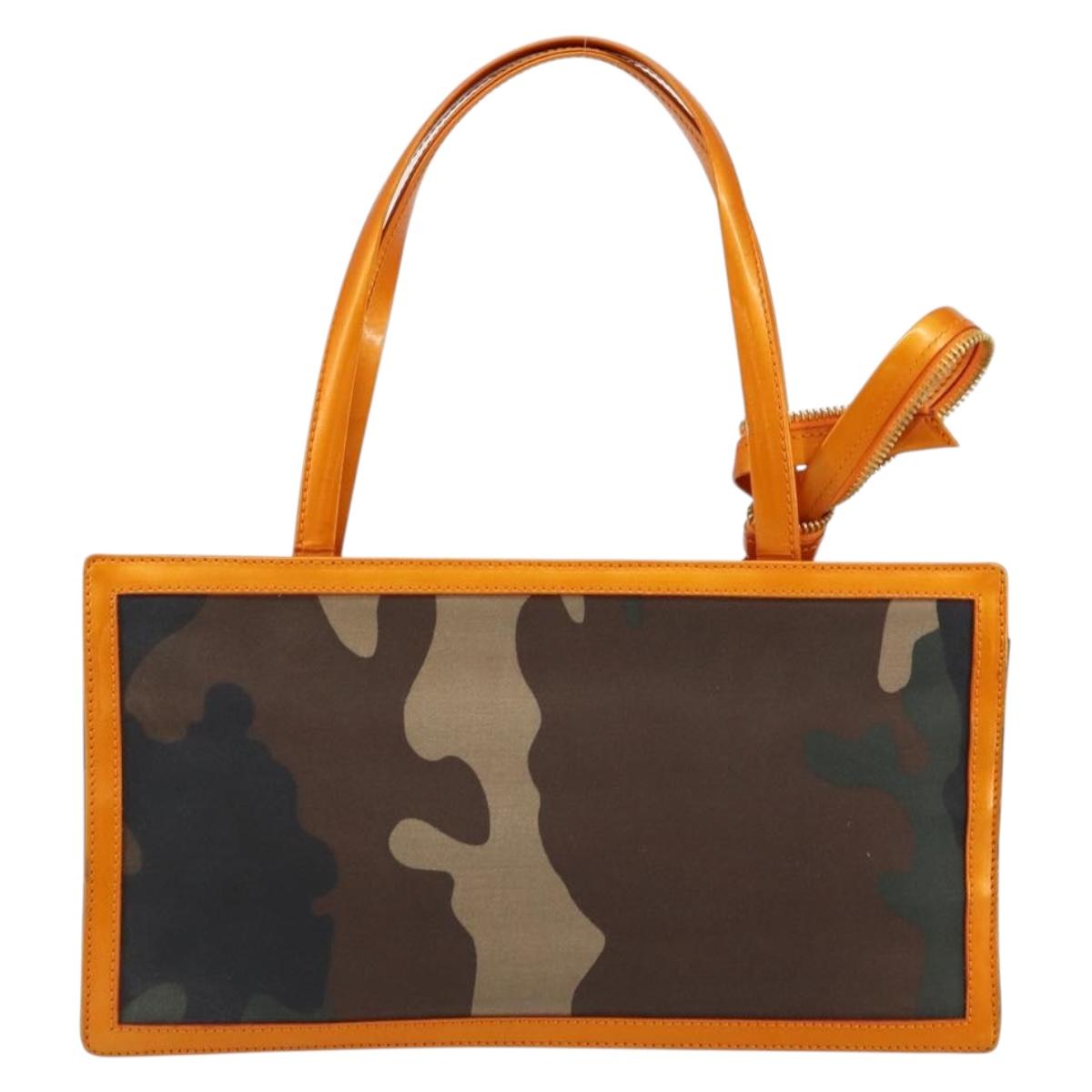 Christian Dior DIORELLA Shoulder Bag Canvas Orange Gold Auth 150905V