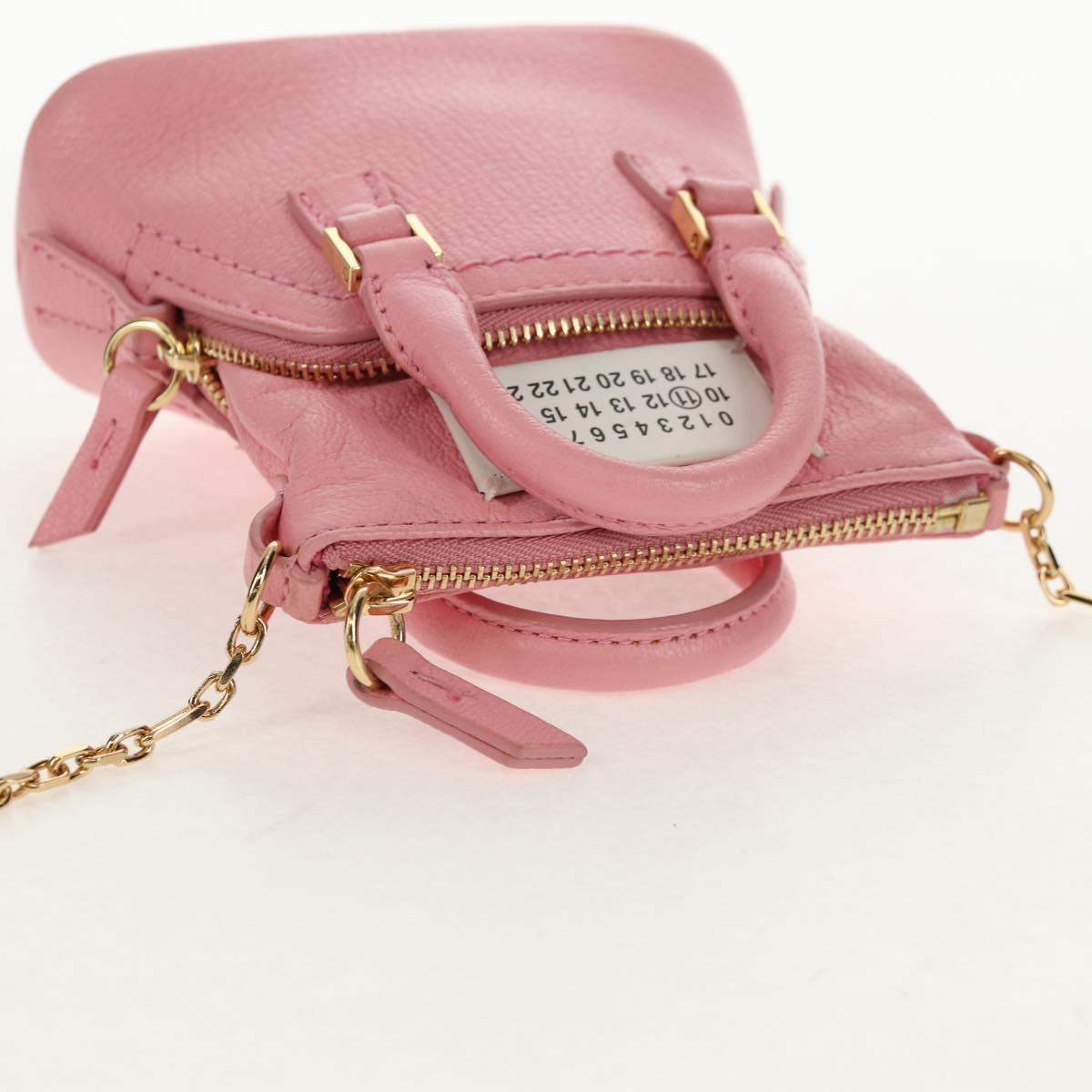 Maison Margiela Chain Shoulder Pouch 5AC Baby Leather 2way Pink Auth 150934M