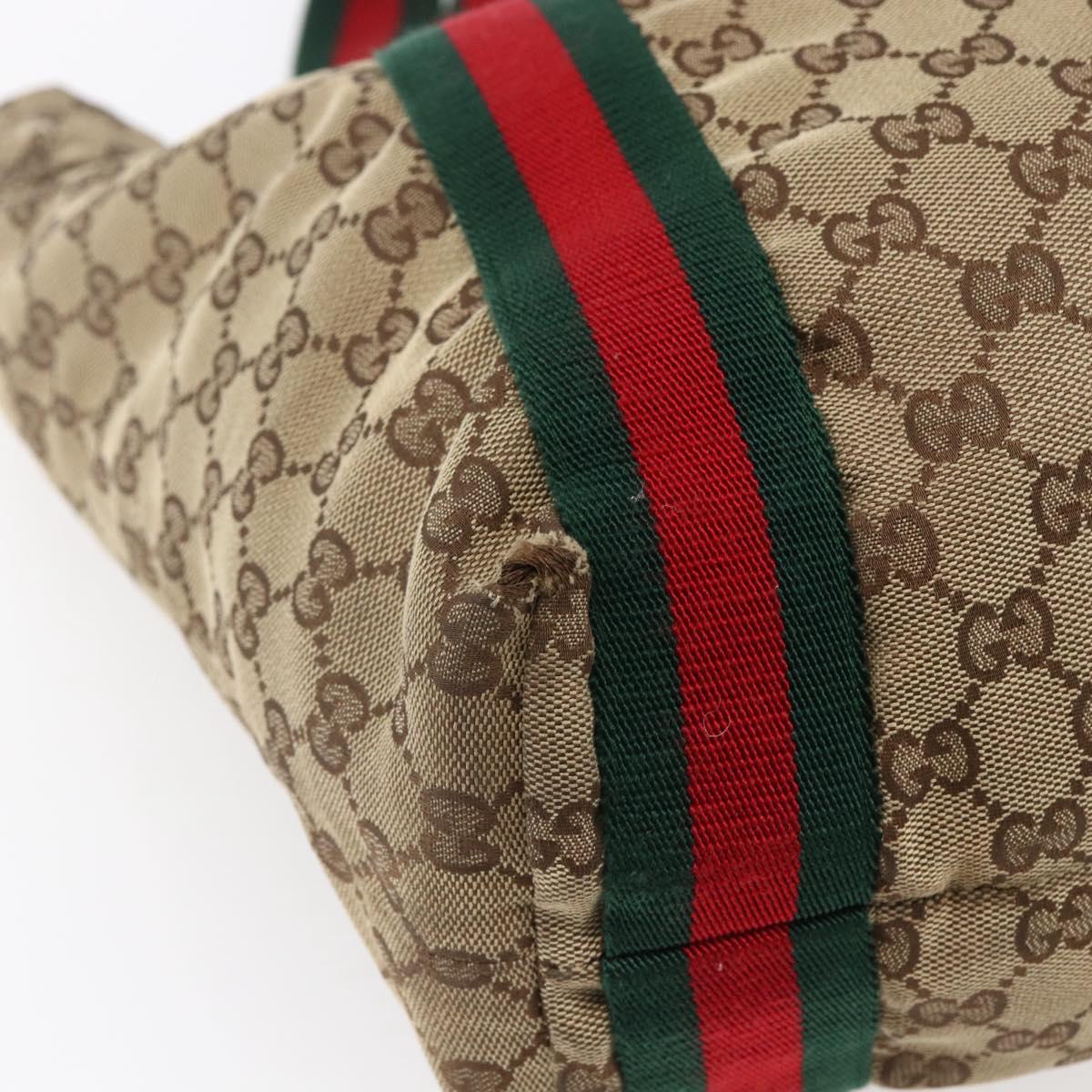 GUCCI GG Canvas Web Sherry Line Tote Bag Beige Red Green 189669 Auth 150943