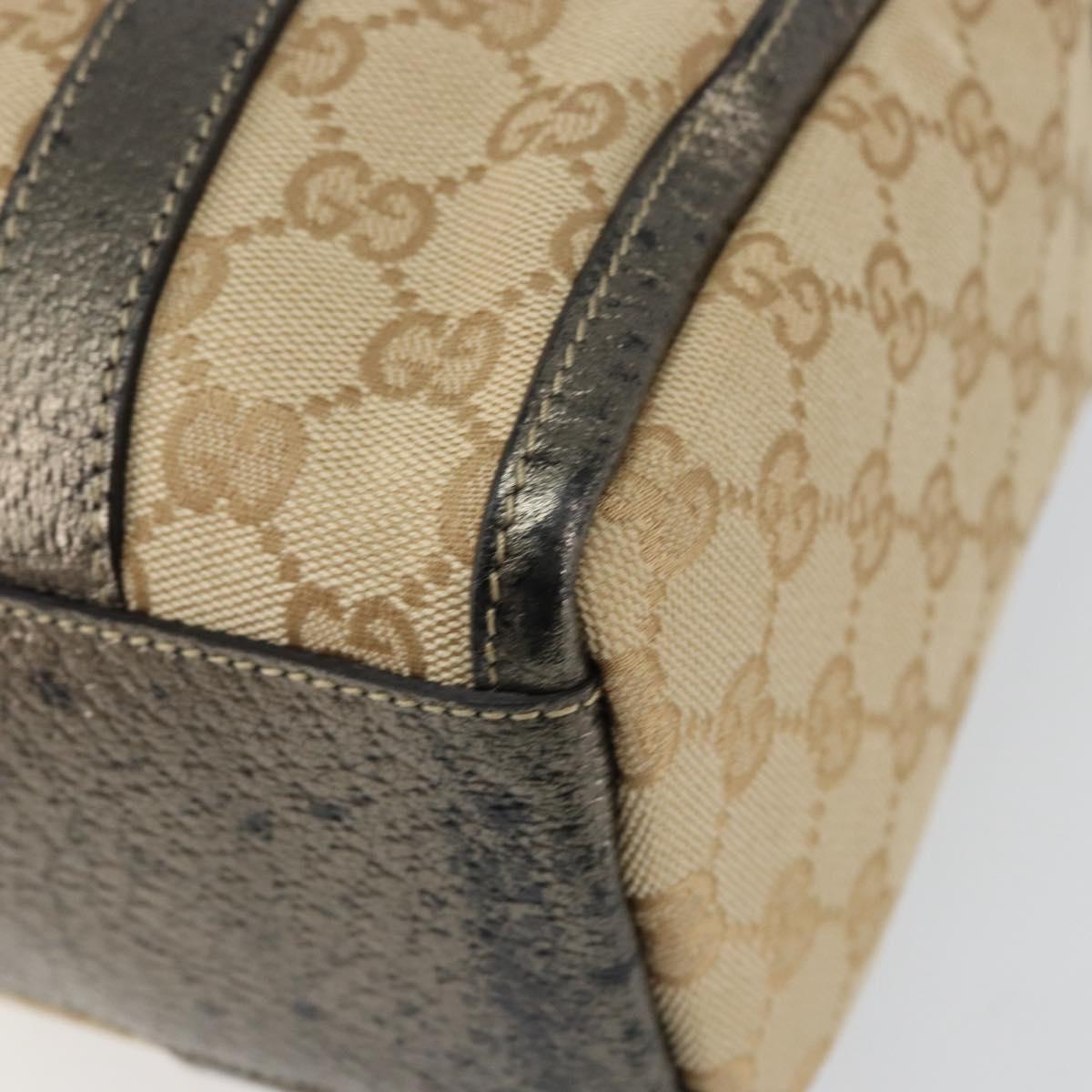 GUCCI GG Canvas Abbey Hand Bag Beige Gold 130942 Auth 150945