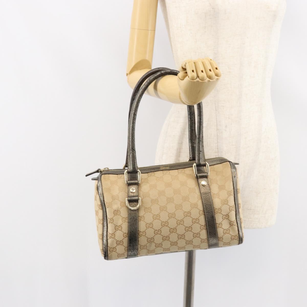 GUCCI GG Canvas Abbey Hand Bag Beige Gold 130942 Auth 150945