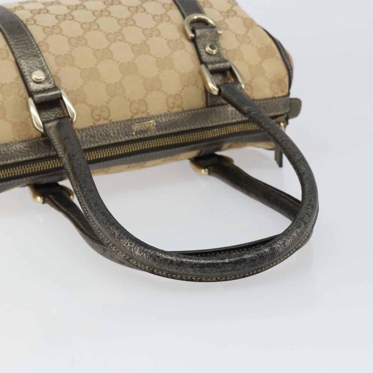 GUCCI GG Canvas Abbey Hand Bag Beige Gold 130942 Auth 150945