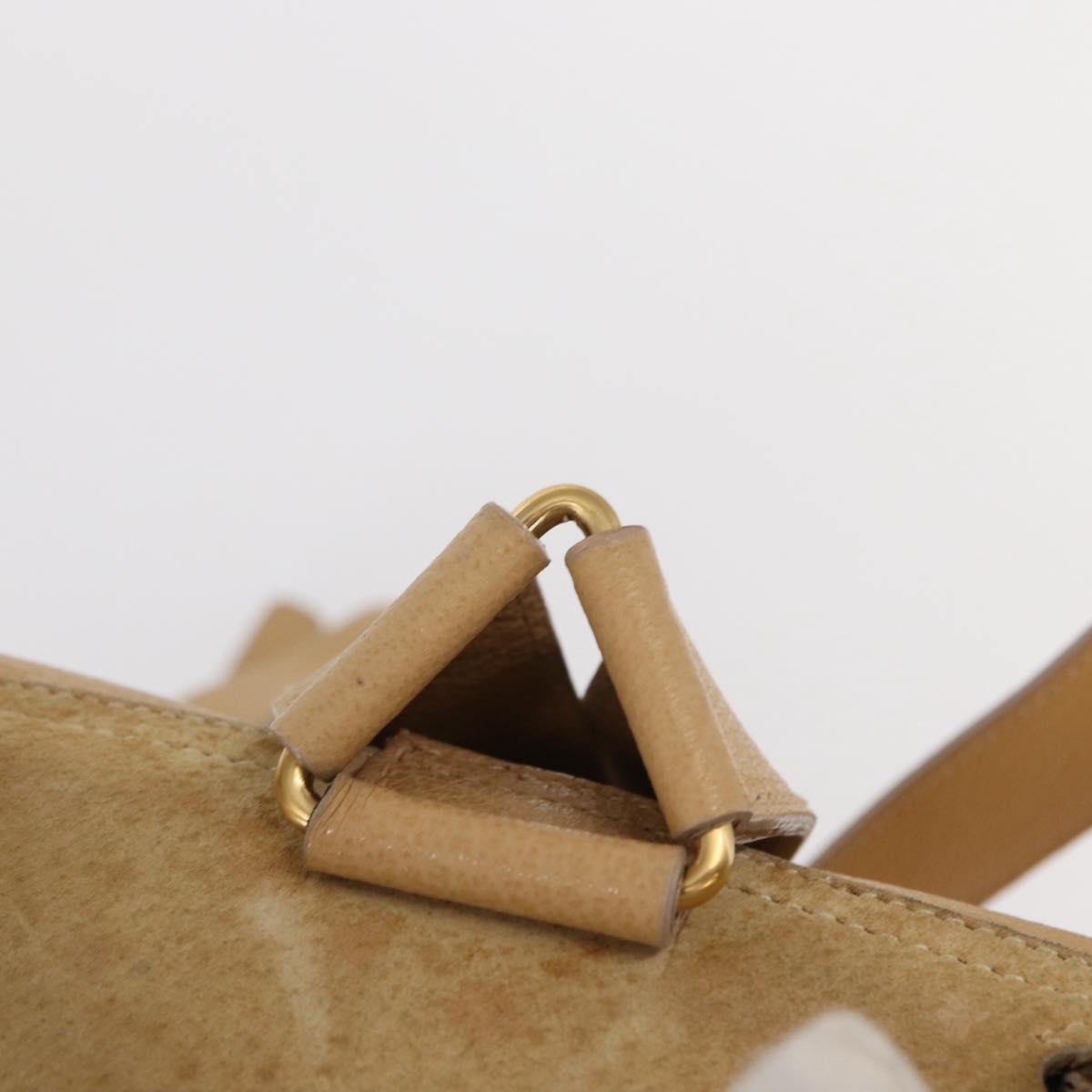 GUCCI Bamboo Backpack Suede Beige Gold 003 58 0016 Auth 150949