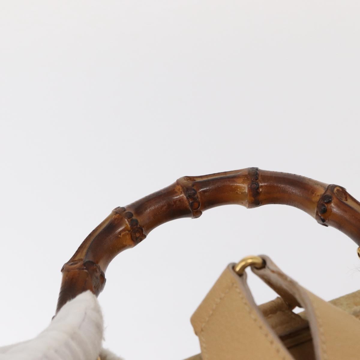 GUCCI Bamboo Backpack Suede Beige Gold 003 58 0016 Auth 150949