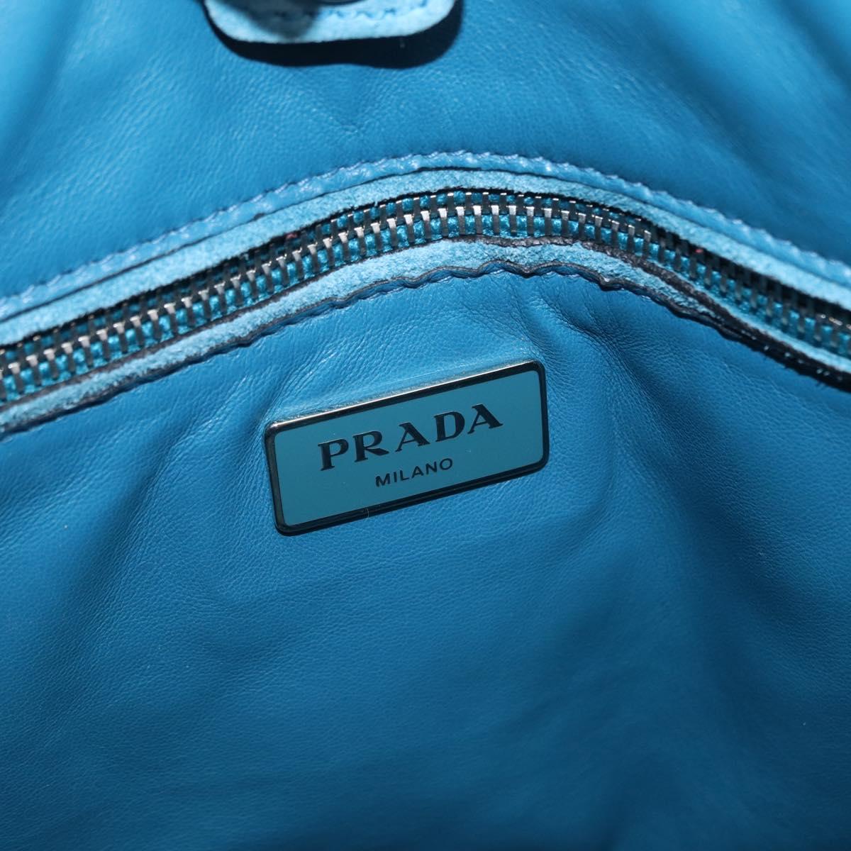 PRADA Hand Bag Suede 2way Turquoise Blue Silver BN2625 Auth 150950