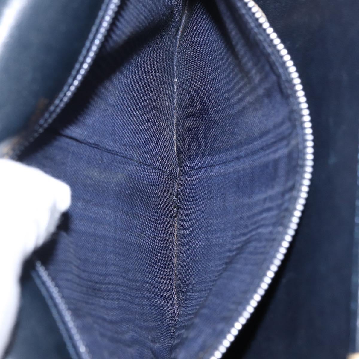 CELINE Horse Carriage Shoulder Bag Leather Navy Gold Auth 150952