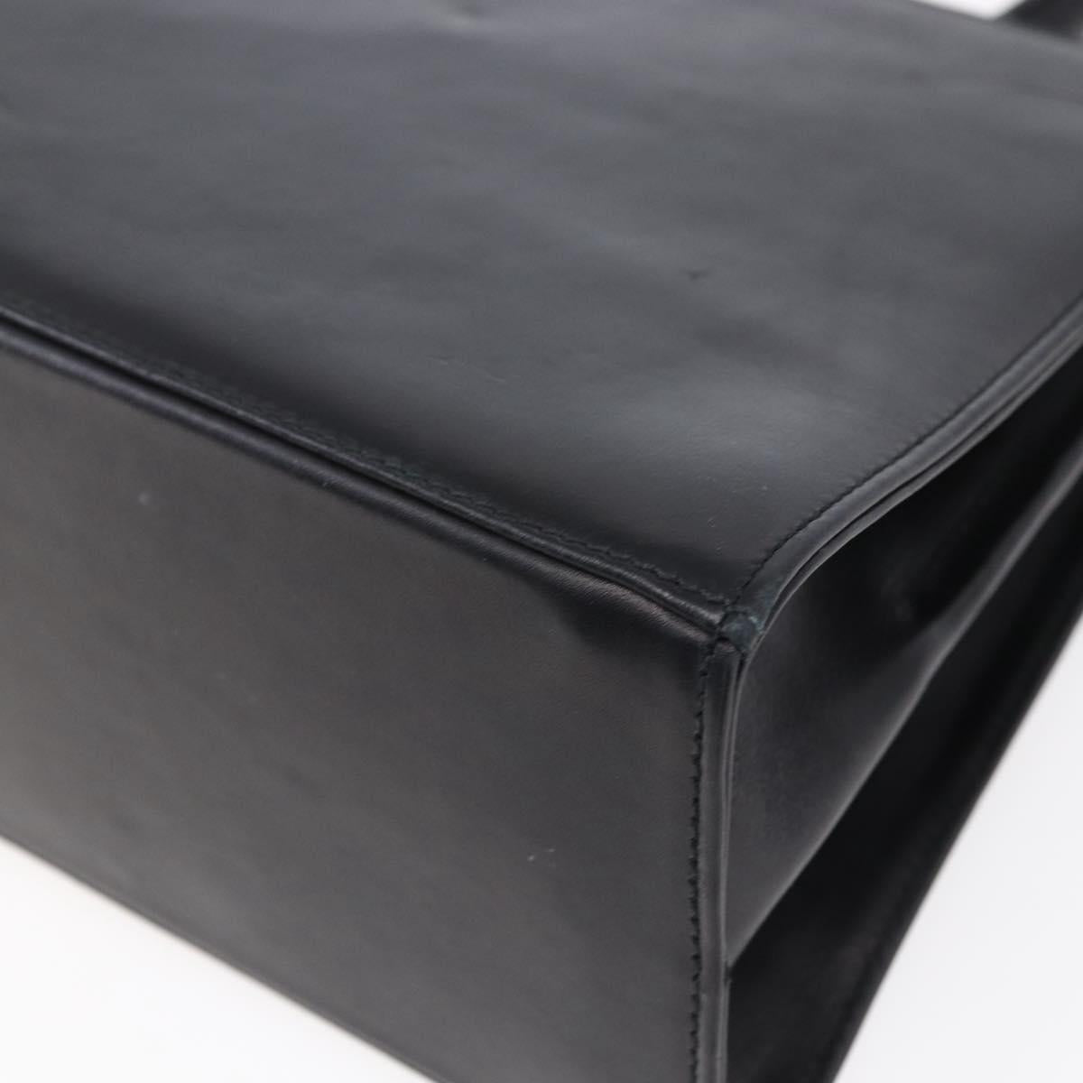 Salvatore Ferragamo Gancini Hand Bag Leather Gold Black Auth 150953